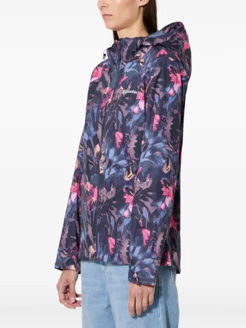 Columbia floral-print hooded jacket Blue 1895802