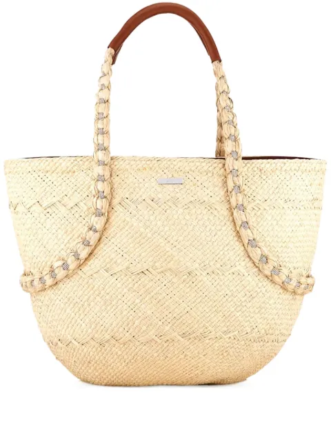 Aquazzura Isla woven straw tote bag Neutrals ISLTOTT0RVT