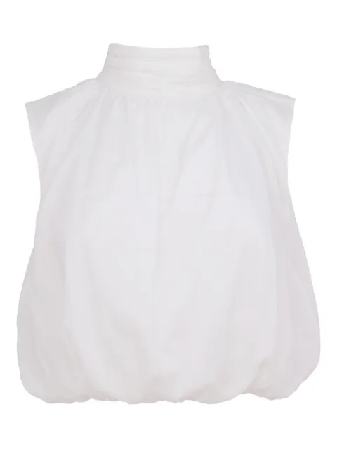 AZEEZA Imara high-neck blouse White IMARATOPCOTTONVOILEWHITE