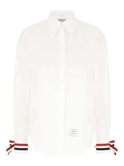 Thom Browne ribbon-cuff cotton shirt White FLL156A03113