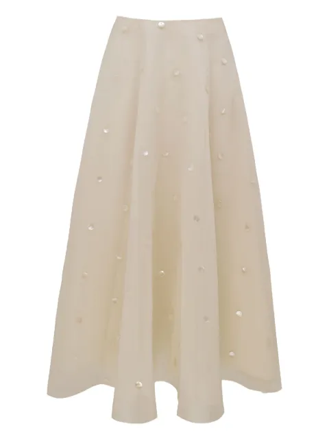 AZEEZA Sorcha sequined skirt Neutrals SORCHASKIRTORGANZAPEARLEMBELLISHED