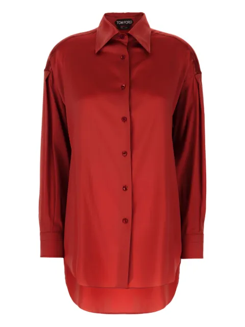 TOM FORD long-sleeve silk shirt Red CA3211FAX881