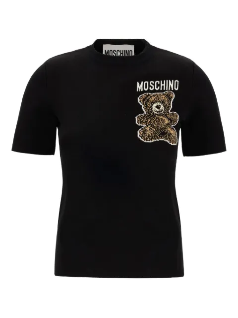 Moschino teddy-embroidered T-shirt Black 251E09260502