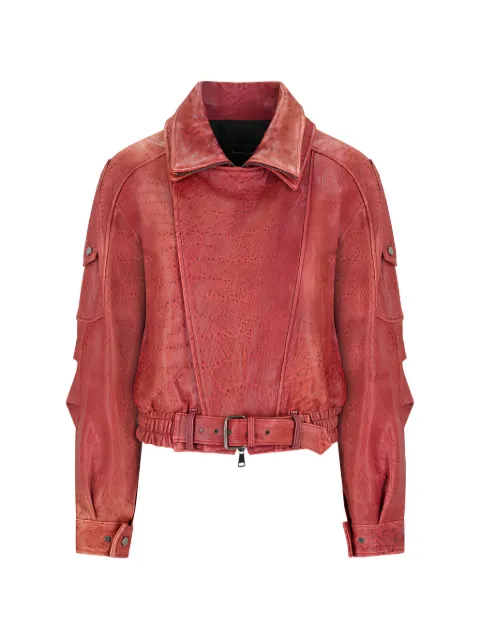 Alessandra Rich belted leather jacket Red GIACCA