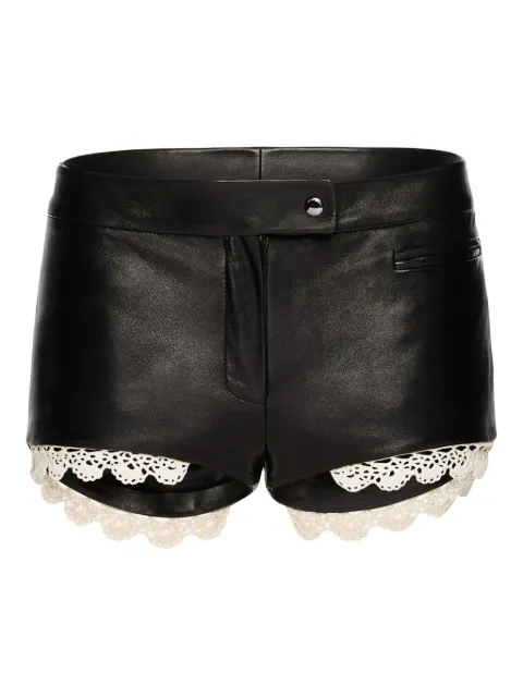Magda Butrym leather lace-trimmed shorts Black 212725