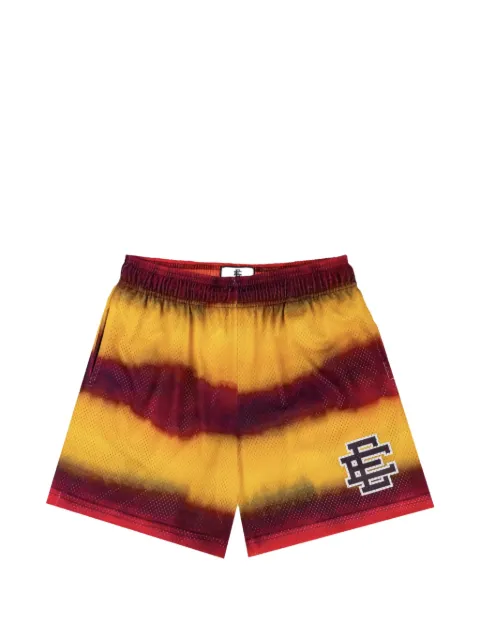 ERIC EMANUEL logo-patch striped shorts Yellow EE04