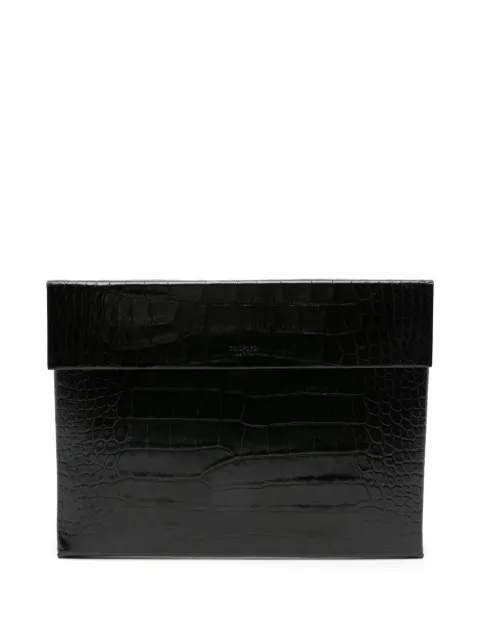 TOM FORD crocodile-pattern flap portfolio Black H0692LCL439N