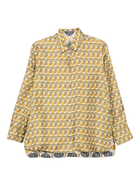 Max Mara printed button-down silk shirt Yellow 2529116052600