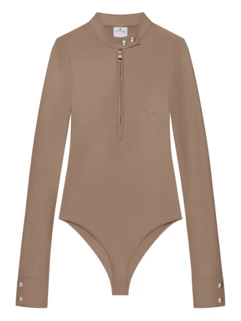 Courrèges zip-front long-sleeve bodysuit Brown 325JBD147JS0220