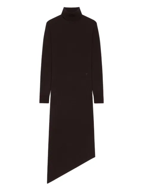 Courrèges asymmetrical turtleneck dress Brown 325MRO689FI0071