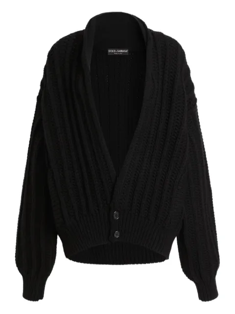 Dolce & Gabbana ribbed-knit long-sleeve cardigan Black FXVCWTJCVZ2