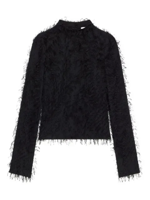Courrèges feather-embellished long-sleeve top Black 325CTO453AC0030