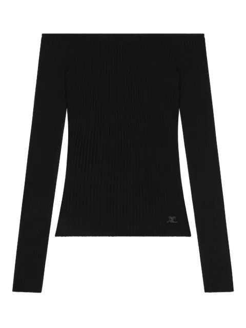 Courrèges off-shoulder ribbed top Black 325MTO429FI0001