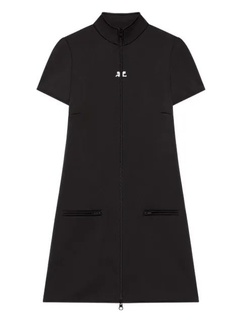 Courrèges zip-front short-sleeve dress Black 325JRO686JS0250