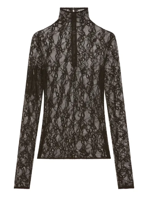 Courrèges lace-panel high-neck top Black 325CTO444PA0132