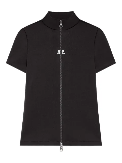 Courrèges zip-up short-sleeve top Black 325JTO446JS0250