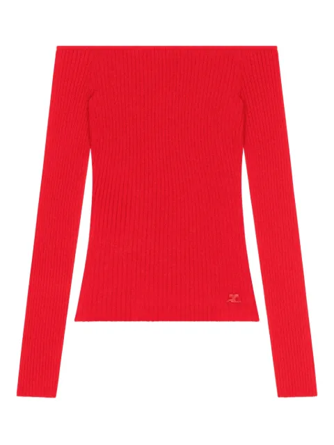 Courrèges ribbed off-shoulder top Red 325MTO429FI0001