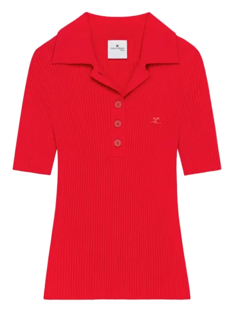 Courrèges ribbed polo top Red 125MPO029FI0001