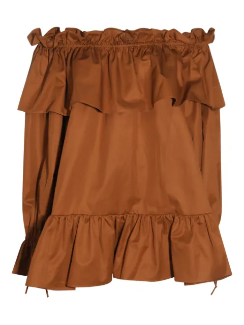 Saint Laurent ruffled off-shoulder dress Brown 820312PCEXY3A99