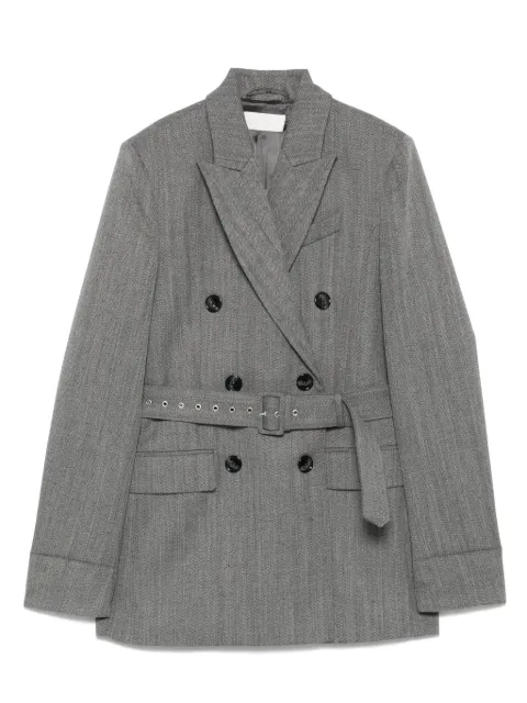 RACIL belted double-breasted blazer Grey FARRAHJACKET
