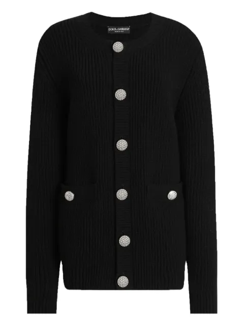 Dolce & Gabbana jewel-button ribbed cardigan Black FXVCDZJDVF0