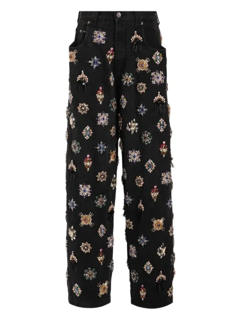 Dolce & Gabbana rhinestones-embellished l jeans Black FTDF8ZG8OG2
