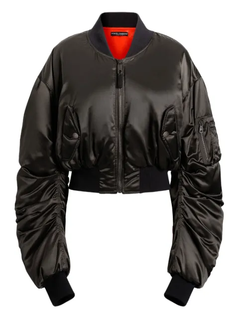 Dolce & Gabbana cropped bomber jacket Grey F9T51TFUMS6