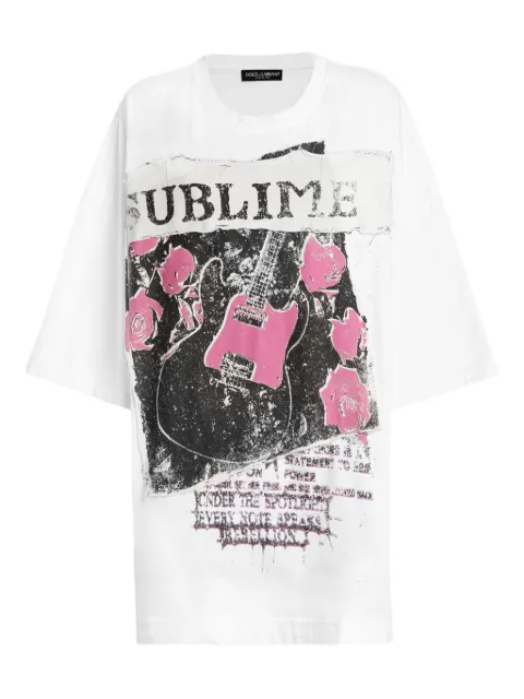 Dolce & Gabbana guitar-rose print T-shirt White F8V94TGDDIC