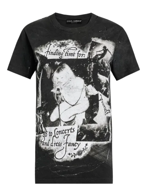Dolce & Gabbana graphic-print distressed T-shirt Black F8V90TGDDH4