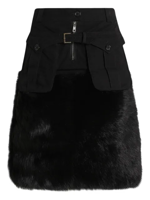 Dolce & Gabbana midi skirt with fur Black F4DAWFGDDIH