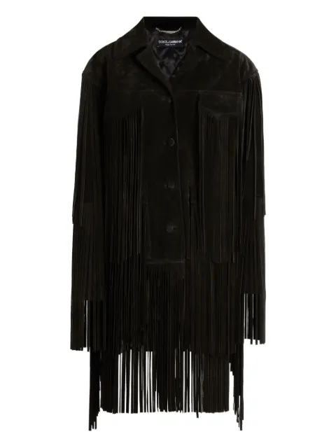Dolce & Gabbana pleated fringe coat Black F27GZLHULYF