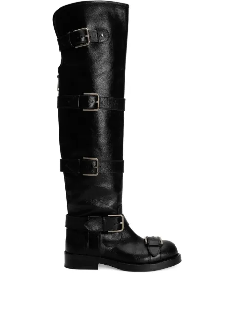 Dolce & Gabbana buckle-strap leather boots Black CU1239AW352