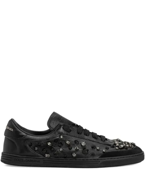 Dolce & Gabbana crystal-embellished leather sneakers Black CK2379AX251