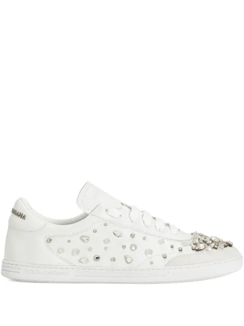 Dolce & Gabbana crystal-embellished leather sneakers White CK2379AX251