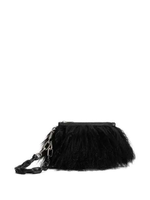 Dolce & Gabbana fur-trimmed zip clutch bag Black BI3436AW658