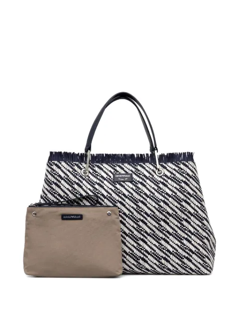 Emporio Armani fringed woven tote bag Blue EW001001AF12759