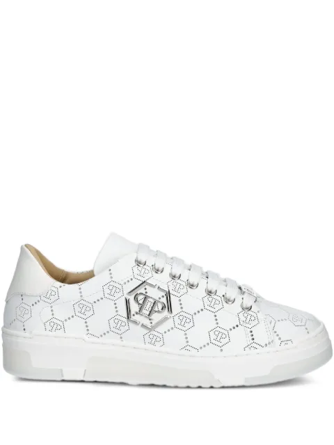 Philipp Plein logo-plaque perforated sneakers White SAESUSC0770PLE010N