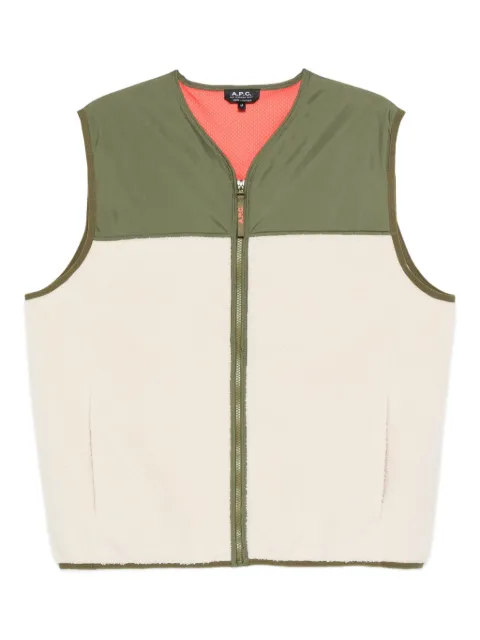 A.P.C. fleece-paneled zip-up vest Neutrals PSAIFH32022