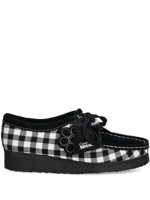 Clarks Originals gingham-check flower-embellished loafers Black 26180672