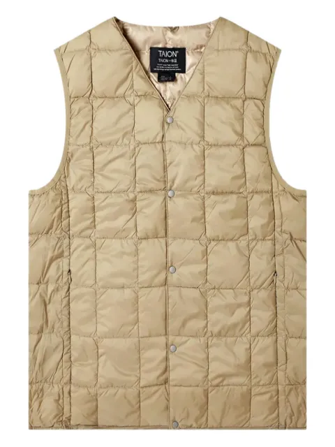 Taion V-neck down gilet Neutrals TAION001KHAKI