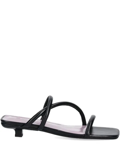 BY FAR 35mm leather-wrapped kitten-heel slides Black MWFHO015CL013BK001PL