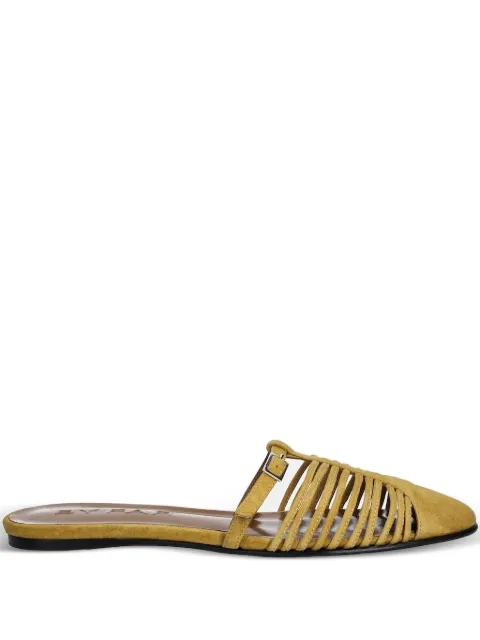 BY FAR Osip Cumin Kid caged buckle slides Yellow MWFFO027KL007BR052PL