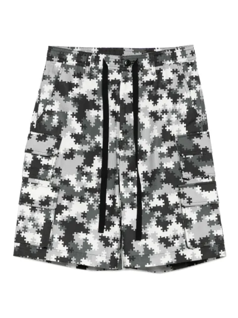 PEACE AND AFTER puzzle camo cargo shorts Black PA25SSPT05BLACK