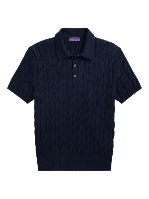 Ralph Lauren Purple Label cable-knit polo shirt Blue 790973320002
