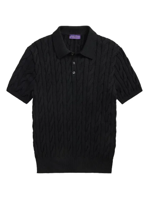 Ralph Lauren Purple Label cable-knit polo sweater Black 790973320001