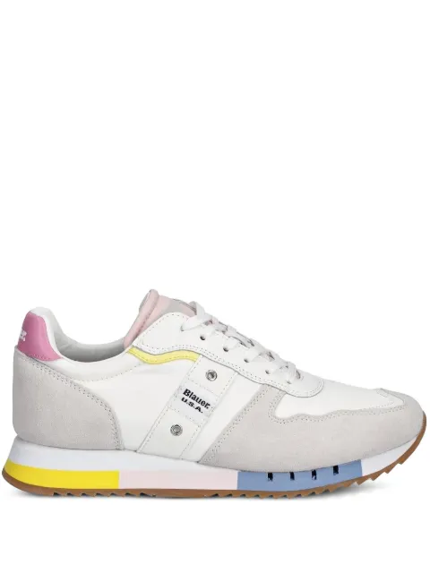 Blauer leather suede panel trainers White S5MELROSE02NYS