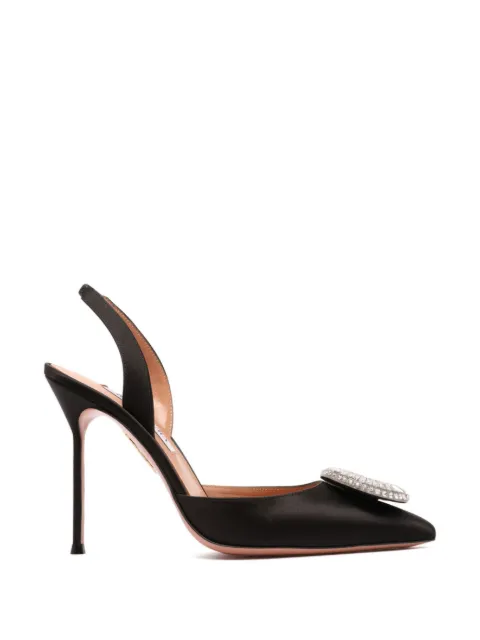 Aquazzura Crystal Hoop slingback pumps Black CYPHIGL0SAT000BLACK