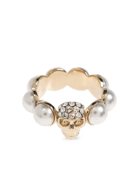Alexander McQueen skull-motif pearl ring Gold 836481J16PP