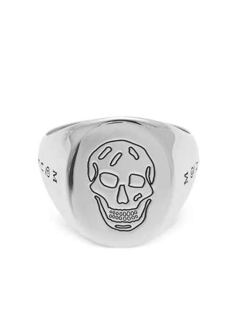 Alexander McQueen skull-embossed signet ring Silver 836675J161N