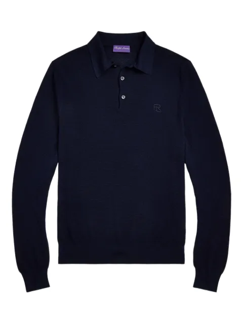 Ralph Lauren Purple Label fine-knit polo shirt Blue 790966748001